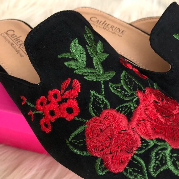 CATHERINE MALANDRINO embroidered suede Mules - Picture 4 of 7